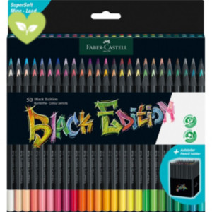 FABER-CASTELL Matita colorata Black Edition, Fusto Triangolare, Colori Assortiti (confezione 50 pezzi) FABER-CASTELL Matita colorata Black Edition, Fusto Triangolare, Colori Assortiti (confezione 50 pezzi)