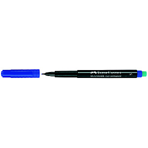 Faber-Castell Multimark 1523 Rotulador permanente con goma de borrar integrada, ancho de línea S de 0,4 mm, azul
