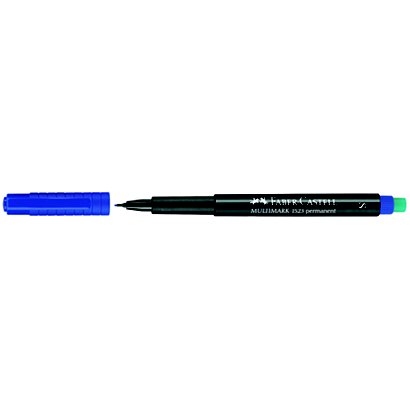 Faber-Castell Multimark 1523 Rotulador permanente con goma de borrar integrada, ancho de línea S de 0,4 mm, azul - 1