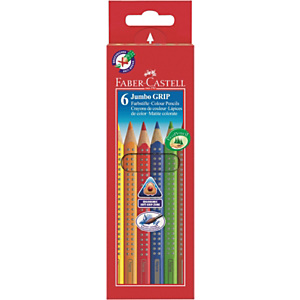 Faber-Castell Lápices de colores Jumbo Grip, cuerpo triangular con grip, colores de minas variados Faber-Castell Lápices de colores Jumbo Grip, cuerpo triangular con grip, colores de minas variados