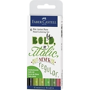 Faber-Castell Pitt Artist Rotulador caligrafía punta de fibra, bolsa de 6, colores surtidos