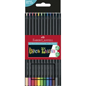 FABER CASTELL Pochette de 12 crayons de couleur Black Edition