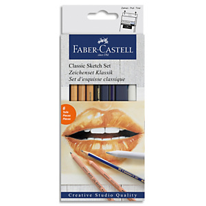 FABER CASTELL Set d'esquisse classique crayon graphique, sangine, pitt sepia et estompe FABER CASTELL Set d'esquisse classique crayon graphique, sangine, pitt sepia et estompe