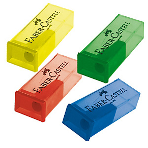 FABER-CASTELL Temperamatite con contenitore - 1 foro - con serbatoio - Faber Castell - conf. 25 pezzi FABER-CASTELL Temperamatite con contenitore - 1 foro - con serbatoio - Faber Castell - conf. 25 pezzi