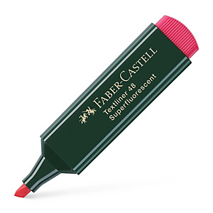 Faber-Castell TEXTLINER 48, marcador fluorescente con punta biselada de 1, 2 y 5 mm, rojo