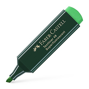 Faber-Castell TEXTLINER 48, marcador fluorescente con punta biselada de 1 mm, 2 mm y 5 mm, recargable, verde