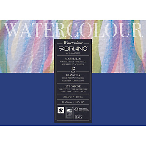 FABRIANO Bloc WATERCOLOUR. 12 feuilles 26x36 cm. Papier blanc grain fin 300g. Idéal pour aquarelle FABRIANO Bloc WATERCOLOUR. 12 feuilles 26x36 cm. Papier blanc grain fin 300g. Idéal pour aquarelle
