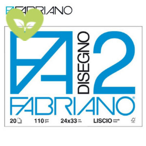 FABRIANO Blocco disegno F2 Liscio, 20 fogli 24 x 33 cm, 110 g/m²