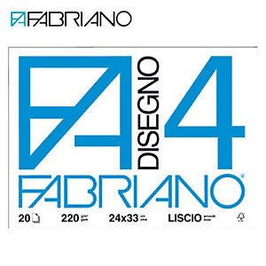 FABRIANO Blocco disegno F4 Liscio, 20 fogli 24 x 33 cm, 200 g/m²