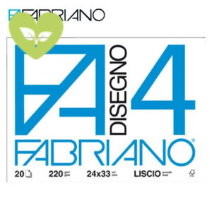 FABRIANO Blocco disegno F4 Liscio, 20 fogli 24 x 33 cm, 200 g/m²