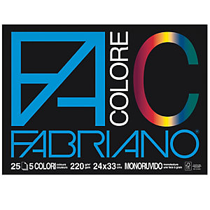 FABRIANO Blocco FaColore - 24x33cm - 25 fogli - 220gr - 5 colori