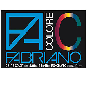 FABRIANO Blocco FaColore - 33x48cm - 25 fogli - 220gr - 5 colori