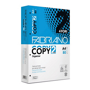 FABRIANO Copy 2 Organizer Carta per fotocopie e stampanti 4 fori A4, 80 g/m², Bianco (risma 500 fogli) FABRIANO Copy 2 Organizer Carta per fotocopie e stampanti 4 fori A4, 80 g/m², Bianco (risma 500 fogli)