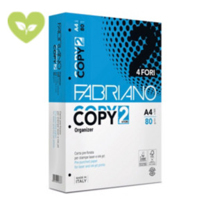 FABRIANO Copy 2 Organizer Carta per fotocopie e stampanti 4 fori A4, 80 g/m², Bianco (risma 500 fogli)