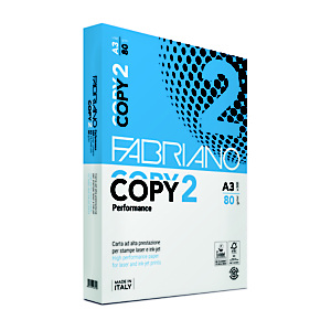 FABRIANO Copy 2 Performance Carta A3 per fotocopie e stampe, 80 g/m², Bianco (risma 500 fogli) FABRIANO Copy 2 Performance Carta A3 per fotocopie e stampe, 80 g/m², Bianco (risma 500 fogli)