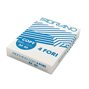 Fabriano Copy 4 fori Carta per fotocopie A4 per Stampanti Laser e Inkjet, 80 g/m², Bianco (risma 500 fogli) Fabriano Copy 4 fori Carta per fotocopie A4 per Stampanti Laser e Inkjet, 80 g/m², Bianco (risma 500 fogli)