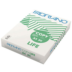 FABRIANO Copy Life Carta per fotocopie e stampanti A4, Riciclata, 80 g/m², Bianco (risma 500 fogli)