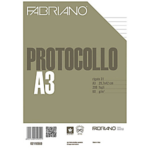 Fabriano Fogli protocollo senza margini, A4, 1 rigo, 60 g/m² (confezione 200 fogli) Fabriano Fogli protocollo senza margini, A4, 1 rigo, 60 g/m² (confezione 200 fogli)