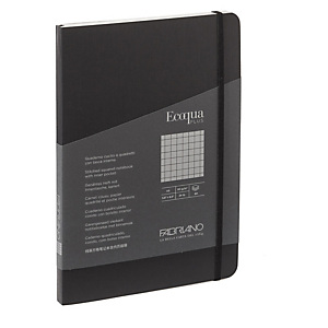 FABRIANO Taccuino Ecoqua Plus - con elastico - rilegatura cucita - A5 - 5 mm - 80 fogli - nero FABRIANO Taccuino Ecoqua Plus - con elastico - rilegatura cucita - A5 - 5 mm - 80 fogli - nero