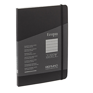 FABRIANO Taccuino Ecoqua Plus - con elastico - rilegatura cucita - A5 - 5 mm - 80 fogli - righe - nero FABRIANO Taccuino Ecoqua Plus - con elastico - rilegatura cucita - A5 - 5 mm - 80 fogli - righe - nero