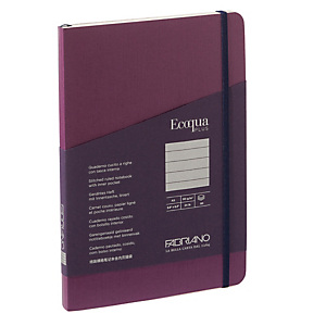 FABRIANO Taccuino Ecoqua Plus - con elastico - rilegatura cucita - A5 - 5 mm - 80 fogli - righe - vino FABRIANO Taccuino Ecoqua Plus - con elastico - rilegatura cucita - A5 - 5 mm - 80 fogli - righe - vino