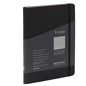 FABRIANO Taccuino Ecoqua Plus - con elastico - spiralato - A5 - 70 fogli - puntinato - nero FABRIANO Taccuino Ecoqua Plus - con elastico - spiralato - A5 - 70 fogli - puntinato - nero
