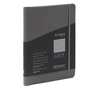 FABRIANO Taccuino Ecoqua Plus - con elastico - spiralato - A5 - 70 fogli - righe - antracite FABRIANO Taccuino Ecoqua Plus - con elastico - spiralato - A5 - 70 fogli - righe - antracite