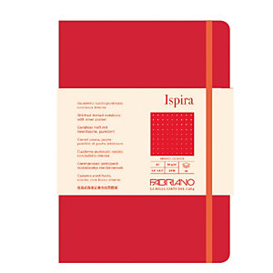 FABRIANO Taccuino Ispira - con elastico - copertina rigida - A5 - 96 fogli - puntinato - rosso