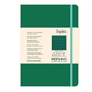 FABRIANO Taccuino Ispira - con elastico - copertina rigida - A5 - 96 fogli - puntinato - verde