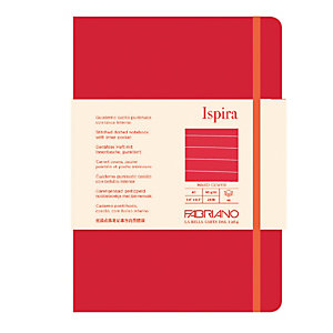 FABRIANO Taccuino Ispira - con elastico - copertina rigida - A5 - 96 fogli - righe - rosso