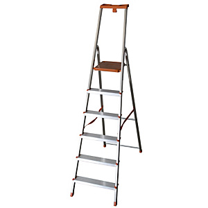 FACAL Scala in alluminio Eurodomus Plus, 6 gradini, Portata max 150 kg FACAL Scala in alluminio Eurodomus Plus, 6 gradini, Portata max 150 kg