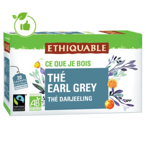Fair Trade en biologische Earl Grey thee, 2 doosjes van 20 theezakjes