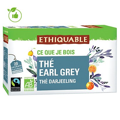 Fair Trade en biologische Earl Grey thee, 2 doosjes van 20 theezakjes