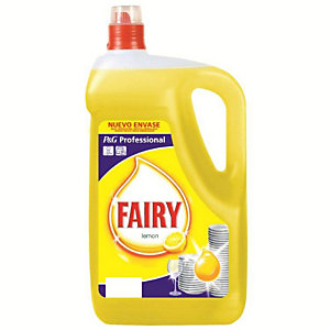 Fairy Lavavajillas Profesional Lemon Limón Amarillo, 5 l, Biodegradable, Limpieza manual y Acabado profesional, Tapón Rosca