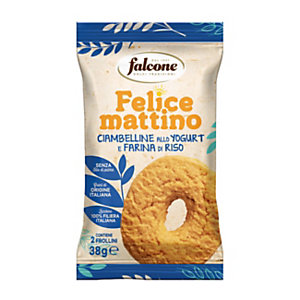 FALCONE Biscotti allo yoghurt e farina di riso, Linea Felice Mattino, 38 g (confezione 44 pezzi)