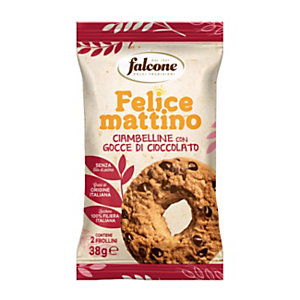 FALCONE Biscotti con gocce di cioccolato, Linea Felice Mattino, 38 g (confezione 44 pezzi)