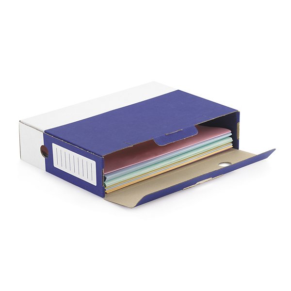 Faldone per archivio in cartone ondulato bianco e blu - 4