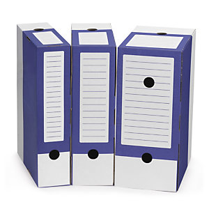 Faldone per archivio in cartone ondulato bianco e blu