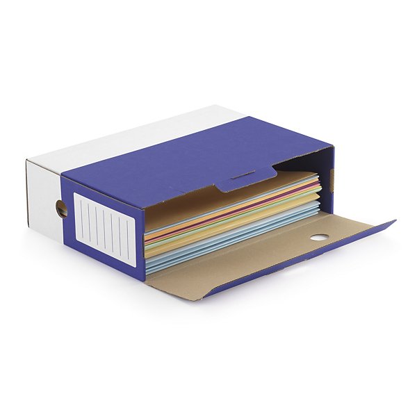 Faldone per archivio in cartone ondulato bianco e blu - 3
