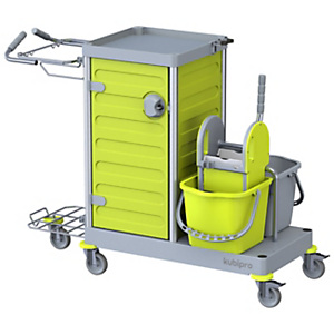 FALPI Carrello per pulizie KUBI 4 con pressa in plastica, 140 x 68 x 104 cm, Grigio/Lime FALPI Carrello per pulizie KUBI 4 con pressa in plastica, 140 x 68 x 104 cm, Grigio/Lime