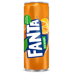 Fanta Orange soda en canette slim de 33 cl - Lot de 24