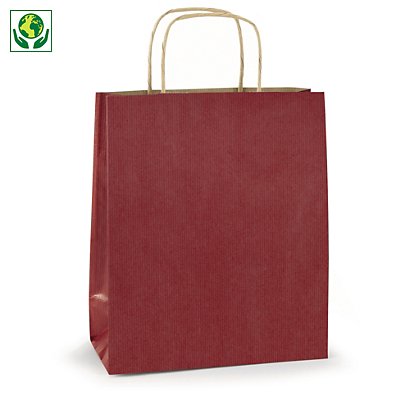 Farebné papierové tašky so zakrútenými uškami 250x320x110 mm, červené | RAJA - 1