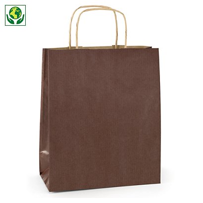 Farebné papierové tašky so zakrútenými uškami 320x390x170 mm, čierne | RAJA - 1