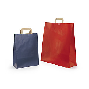 Farvet papirpose med flad hank