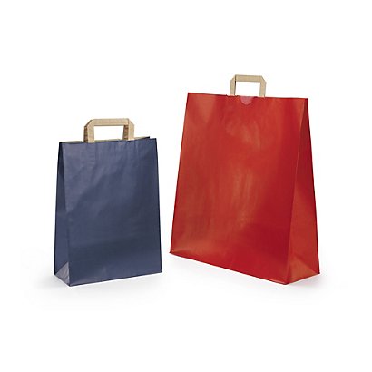 Farvet papirpose med flad hank - 1