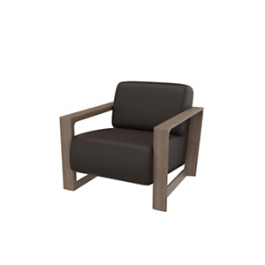 Fauteuil d'accueil Arco en cuir pleine fleur Chocolat accoudoirs Orme Fauteuil d'accueil Arco en cuir pleine fleur Chocolat accoudoirs Orme