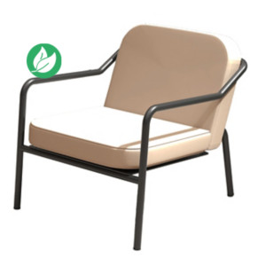 Fauteuil d'accueil Medso "M" en simili-cuir Crème - pieds métal Noir Fauteuil d'accueil Medso "M" en simili-cuir Crème - pieds métal Noir