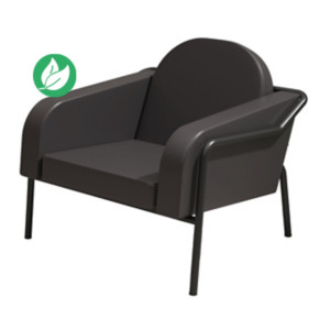 Fauteuil d'accueil Medso "L" en simili-cuir Noir - pieds métal Noir Fauteuil d'accueil Medso "L" en simili-cuir Noir - pieds métal Noir