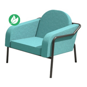 Fauteuil d'accueil Medso "L" en tissu Bleu - pieds métal Noir Fauteuil d'accueil Medso "L" en tissu Bleu - pieds métal Noir