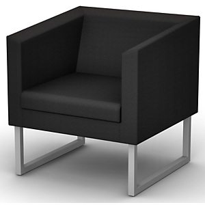 Fauteuil d'accueil Sten, 1 place Tissu anthracite- Pietement acier aluminium Fauteuil d'accueil Sten, 1 place Tissu anthracite- Pietement acier aluminium
